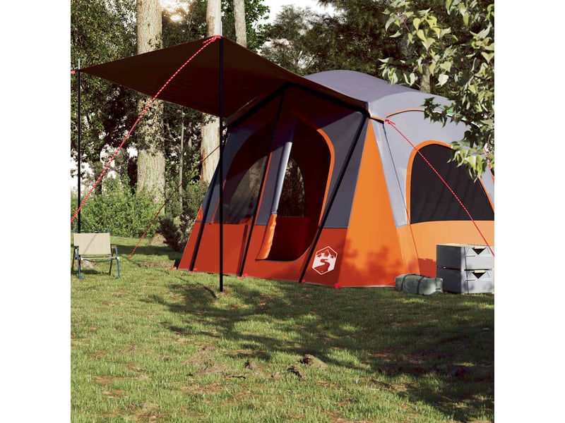  Tente de camping de cabine 5 personnes gris orange imperméable  - Conforama D