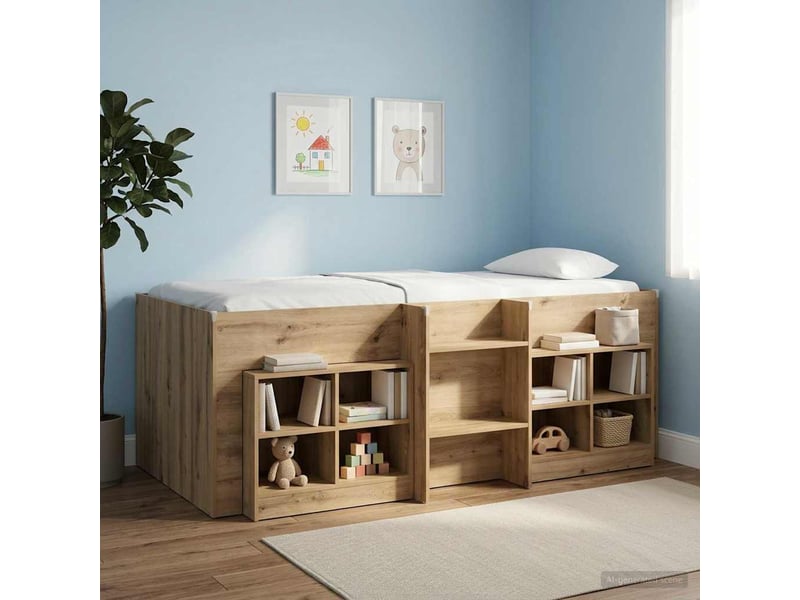  Cadre de lit élevé pour enfants - lit jeune chêne artisanal 80 x 200 cm  - Conforama C