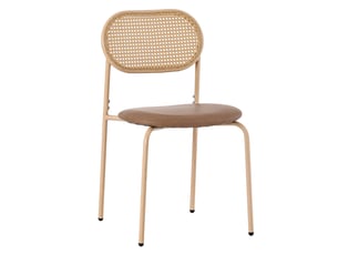 Lot de 6 chaises de salle à manger, dossier ovale en rotin naturel, pu marron