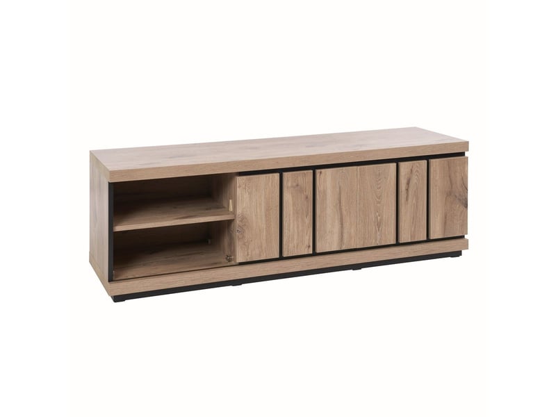  Meuble tv aspect chêne canyon effet tasseaux et détails noirs  - séquence SÉQUENCE - Conforama C
