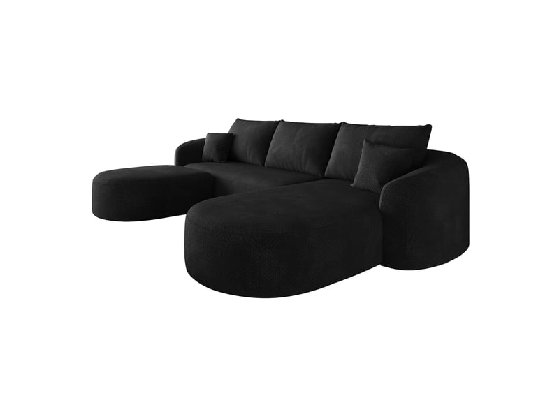  Canapé d'angle en u 5 places noir en chenille 266 x 168 x 85 cm  - Conforama A