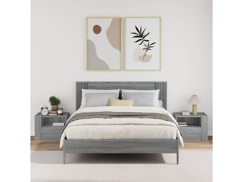 Lot de 2 tables de chevet - cabinet de chevet - table de nuit murales sonoma gris 45x30x35 cm - Conforama B