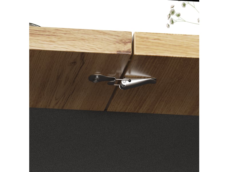  Table à manger extensible 110–140x80x75 cm, coffre et 2 tiroirs, mécanisme télescopique, mdf+métal, bois naturel  - Conforama E