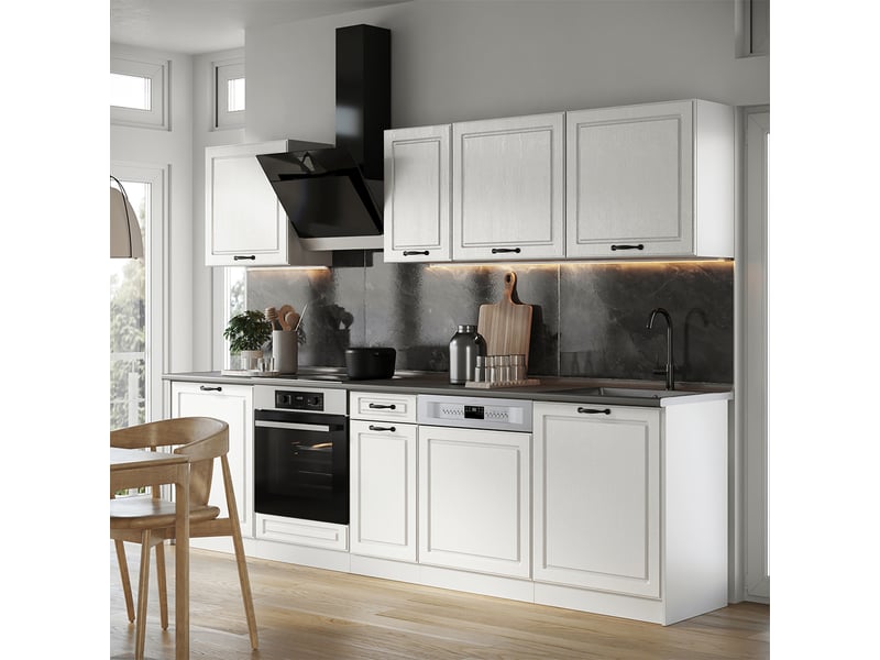 Vicco cuisine, blanc campagneblanc, 280cm plan de travail marbre - Conforama C