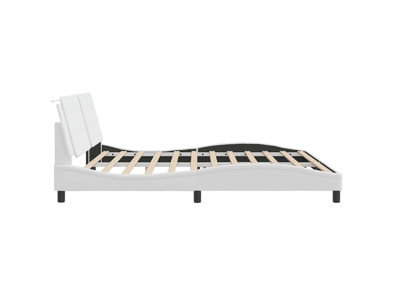  Lit double- lit adulte -  cadre de lit sans matelas zadar blanc 200x200 cm similicuir  - Conforama D