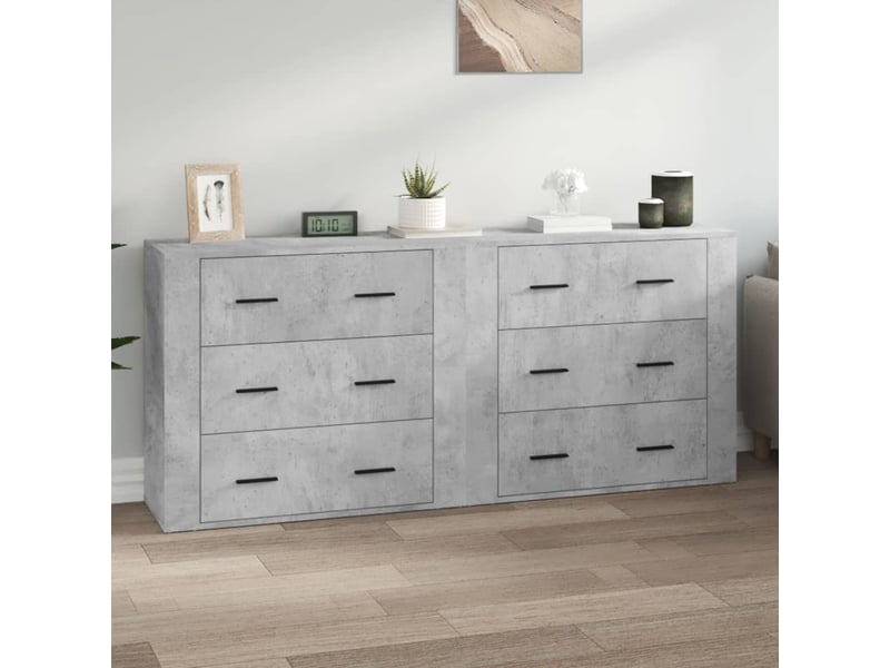  Buffets 2 pcs - bahut - meuble de rangement gris béton bois d'ingénierie  - Conforama B