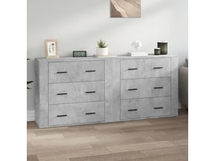 Buffets 2 pcs - bahut - meuble de rangement gris béton bois d'ingénierie