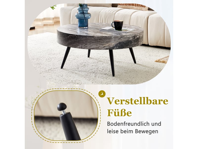 Table basse rond 70×70×35.5 cm, mdf et métal, noir et gris Fay Lum - Conforama D