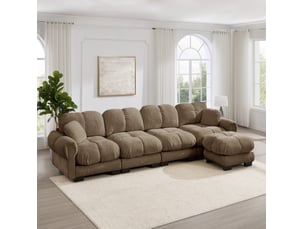 Canapé modulable compressé droit fixe <strong>FLORAGRACE</strong> <strong></strong> 4 places Tissu marron