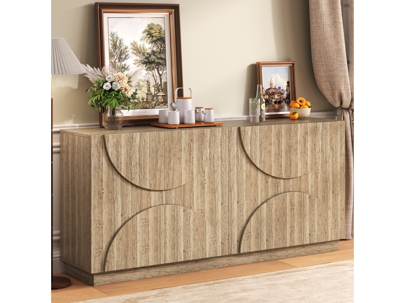  Buffet 4 portes naturel en panneaux de particules 160 x 40 x 80 cm  - Conforama C