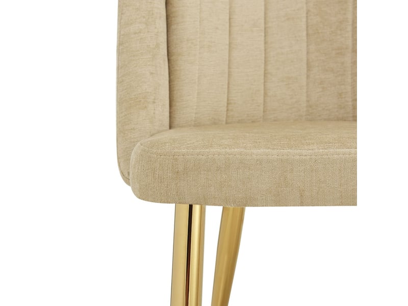  Chaise de salle à manger dossier incurvé chaise de cuisine siège rembourré pieds réglables en hauteur structure dorée charge maximale de 125 kg coloris marron  - Conforama C