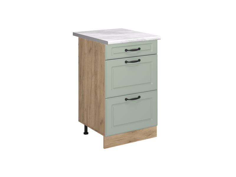  Vicco meuble cuisine, mint campagnechêne doré, 50cm plan de travail marbre  - Conforama A