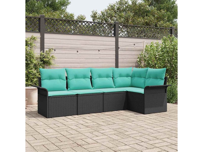  Ensemble de canapé de jardin, canapé d'extérieur 5 pc noir polyrotin cf25146  - Conforama B