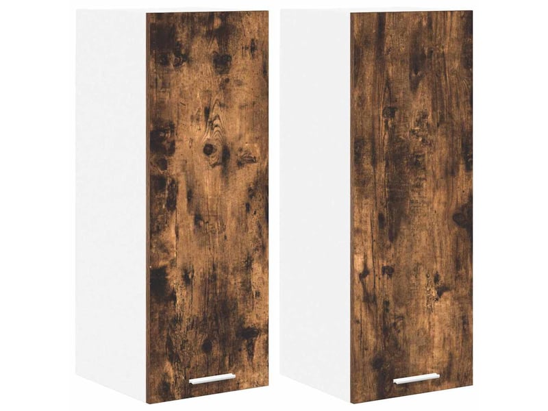  Meuble de rangement, armoire suspendue 2 pcs chêne fumé et blanc bois d'ingénierie shl4335  - Conforama A