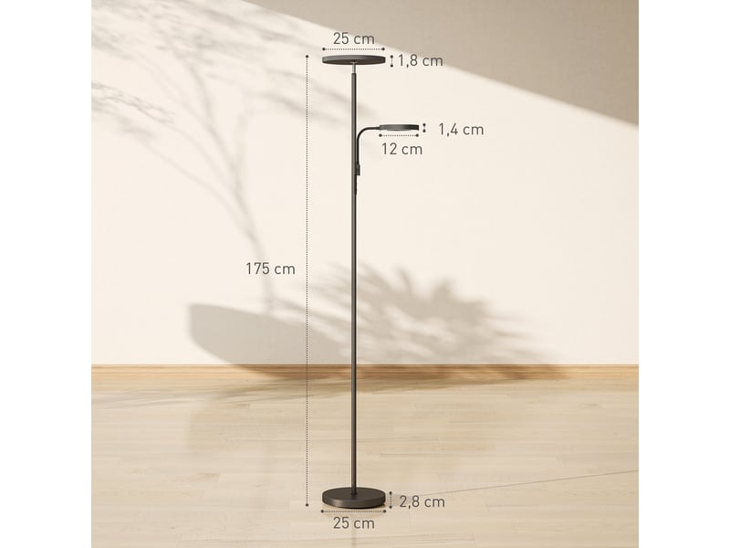  Lampadaire led 42w dimmable 2700k-6500k 4 couleurs variation continue, télécommande et contrôle tactile, 4 modes scène  - Conforama C