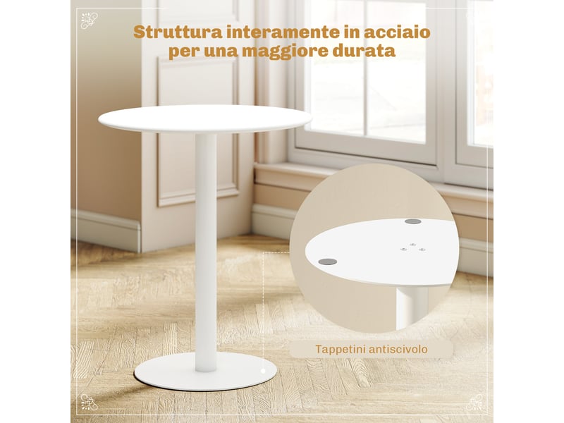  Table de cuisine ronde pour 2 personnes en acier design moderne blanc  - Conforama D