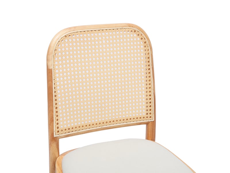  Lot de 6 chaises de salle à manger,52x45x84 cm,bois, lin et rotin,coloris bois clair  - Conforama E