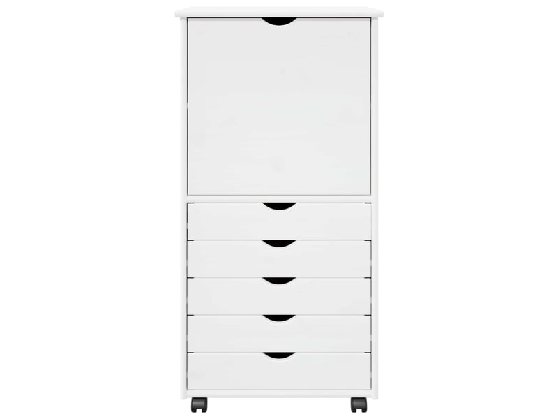  Caisson roulant de bureau, meuble de rangement 53 x 39 x 103 cm bois de pin massif blanc  - Conforama E