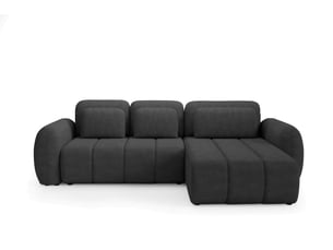 Canapé d'angle réversible convertible   4 places Tissu bouclette gris avec coffre de rangement
