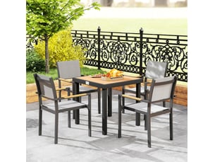 Table de jardin 78x78x74 cm aspect bois cadre en aluminium noir