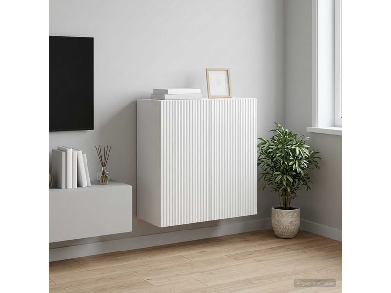 Armoire murale salon 59x31x60cm bois d'ingénierie blanc brillant shl4219 - Conforama B