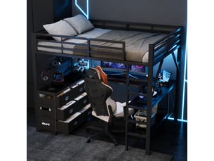 Lit mezzanine 140x200 cm <strong>OOIILLEE</strong> <strong></strong> coloris noir