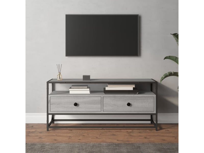  Meuble tv - banc tv - meuble de rangement sonoma gris 100x35x45 cm bois d'ingénierie  - Conforama B