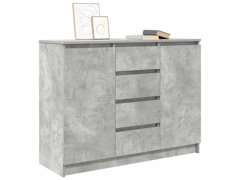  Buffet - bahut - meuble de rangement avec tiroirs gris béton 100,5x35x76 cm bois d'ingénierie  - Conforama D