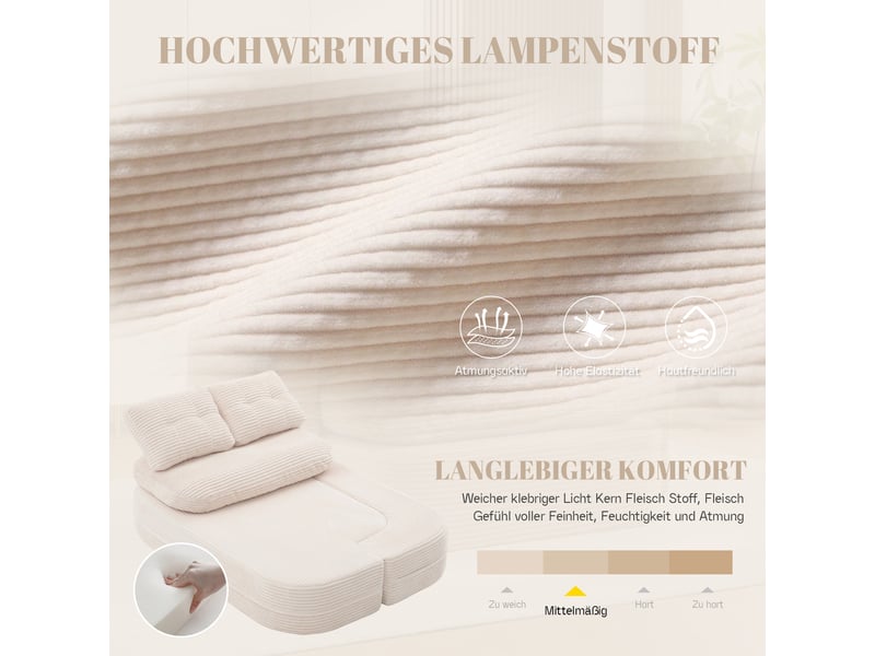  Canapé 2 places en velours côtelé beige avec accoudoirs amovibles et porte-gobelets intégrés  - Conforama E