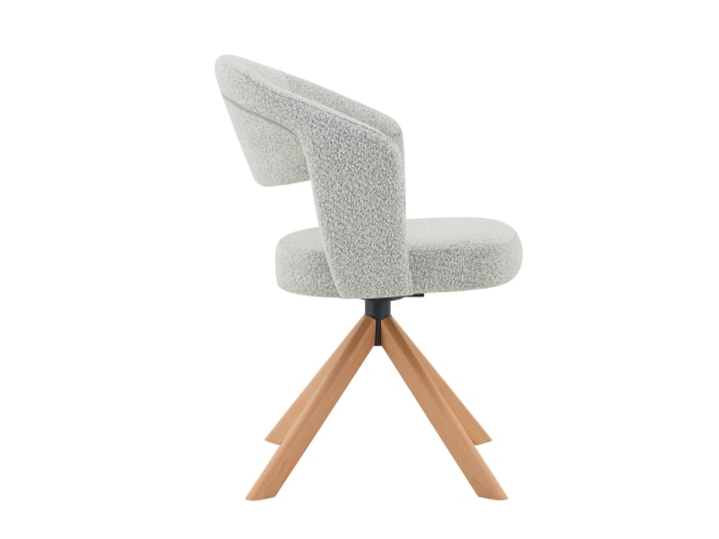  Lot de 2 chaises pivotantes rétro-luxe gris clair, tissu structuré, pieds bois massif, 81,5 cm, 360°, silencieuses  - Conforama E
