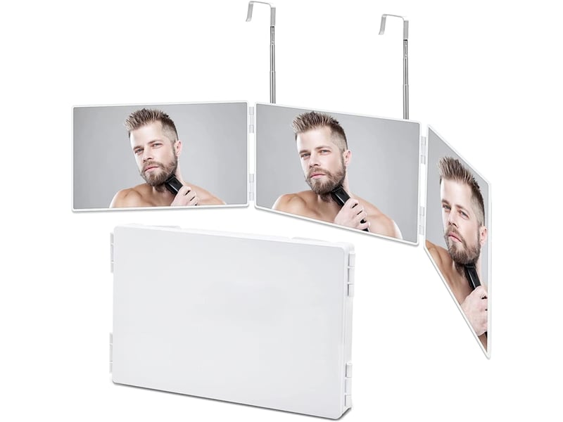  Miroir de courtoisie pliable réglable à 360° – miroir de salle de bain, blanc  - Conforama C