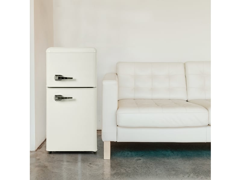  Réfrigérateur rétro 88,8x45,5x48,5 cm double porte 60 l métal blanc crème  - Conforama C
