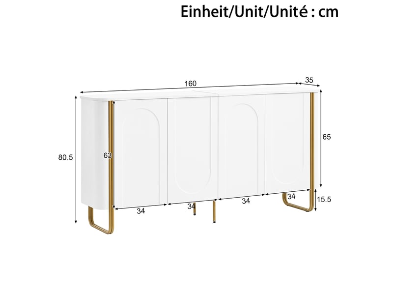 Buffet 4 portes avec rangement 160 cm evryae - Conforama E