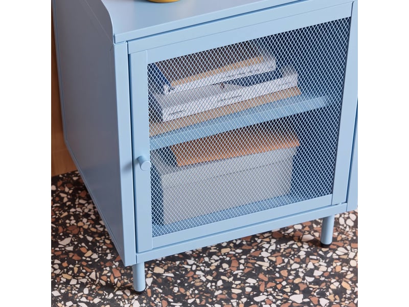  Table de chevet industrielle métal 1 porte grillagée bleu clair - ohio  - Conforama E