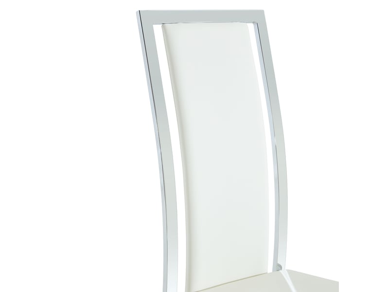  Lot de 2 chaises de salle à manger 44x42,7x109 cm – blanc et argenté – dossier haut rembourré 6 cm en pu  - Conforama D