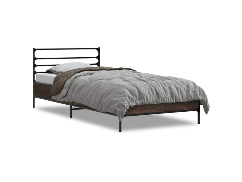  Lit simple- lit adulte -  cadre de lit sans matelas chêne marron 100x200 cm  - Conforama A