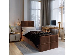 Lit avec rangement 90x200 cm <strong>MASSENO</strong>  <strong></strong> coloris marron