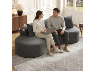 Canapé droit fixe <strong>MERAX</strong> <strong>canapé compressible</strong> 4 places Polyester gris