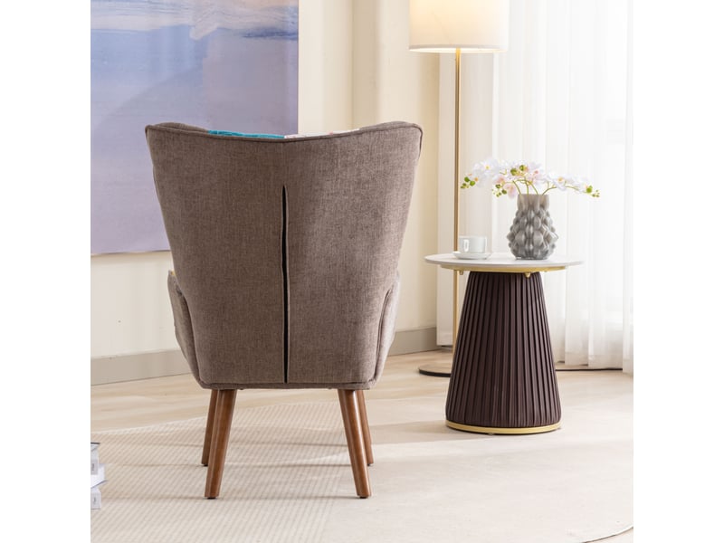  Fauteuil d'appoint avec repose-pied 69 x 95,5 x 51 cm – multicolore – dossier et coussin confortables  - Conforama E