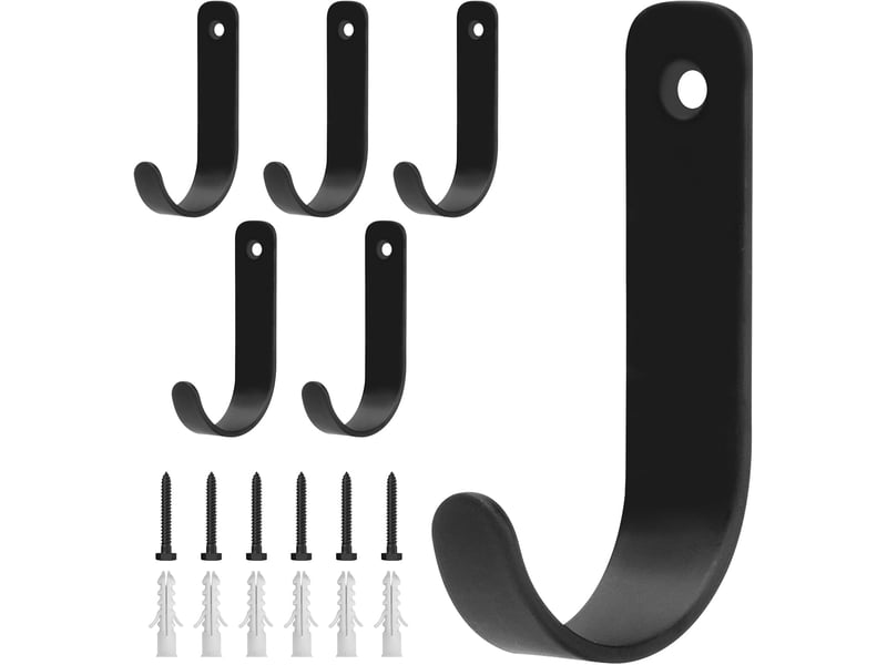  6 pcs crochet porte manteau mural, patère murale en métal noires, crochets manteau pour vêtements chapeaux sacs clés  - Conforama A