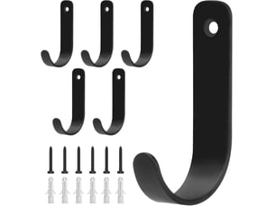 6 pcs crochet porte manteau mural, patère murale en métal noires, crochets manteau pour vêtements chapeaux sacs clés