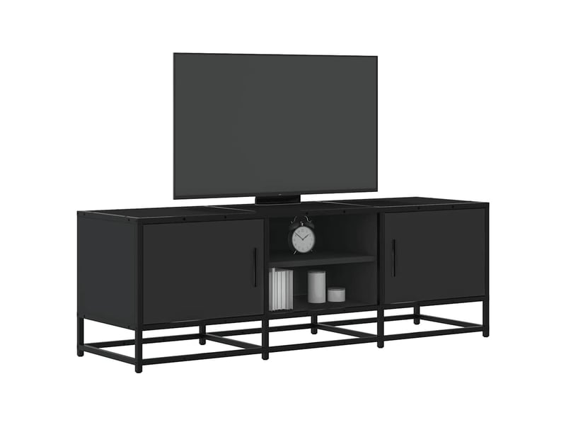  Meuble tv - banc tv - meuble de rangement noir 120x35x41 cm bois d'ingénierie et métal  - Conforama B