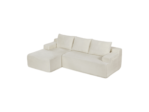 Canapé d'angle compressé gauche fixe <strong>MODFU</strong> <strong></strong> 4 places Velours côtelé Beige