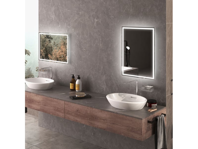  Miroir de salle de bains led 50x70x4 cm tactile argenté  - Conforama C