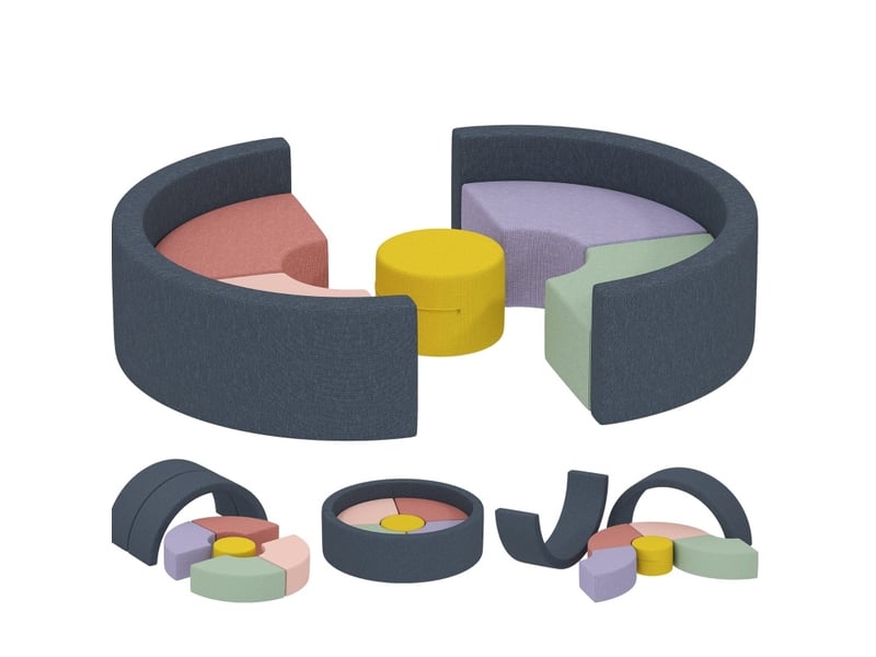  Set de 7 blocs de motricité souples 107x107x30 cm multicolore en mousse, housse lavable et amovible  - Conforama A