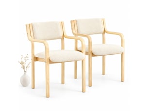Lot de 2 chaises de salle à manger,avec accoudoirs,tissu teddy,blanc