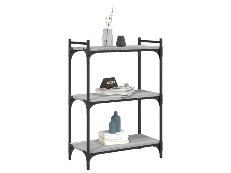  Bibliothèque 3 niveaux, armoire à livres sonoma gris 60x30x86cm bois d'ingénierie  - Conforama C