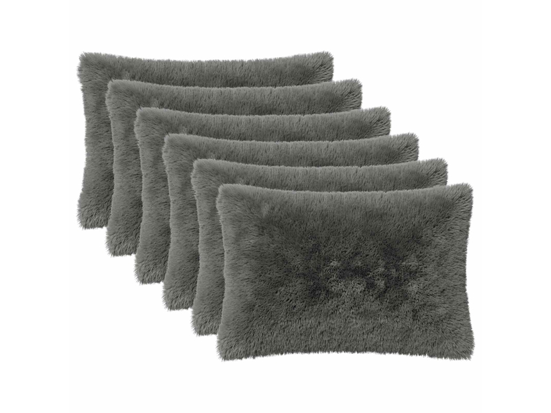  Lot de 6 coussins avec oreiller, coussins décoratifs heerlen vert clair fleece pv cf50918  - Conforama A