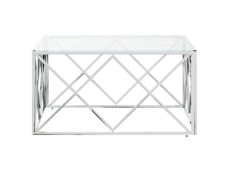  Table basse - table de salon - table à thé 80x80x40 cm acier inoxydable et verre  - Conforama D