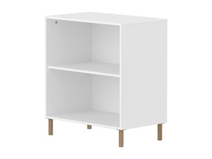Flexa saga etagere basse avec tablette reglable blanche pieds en chene